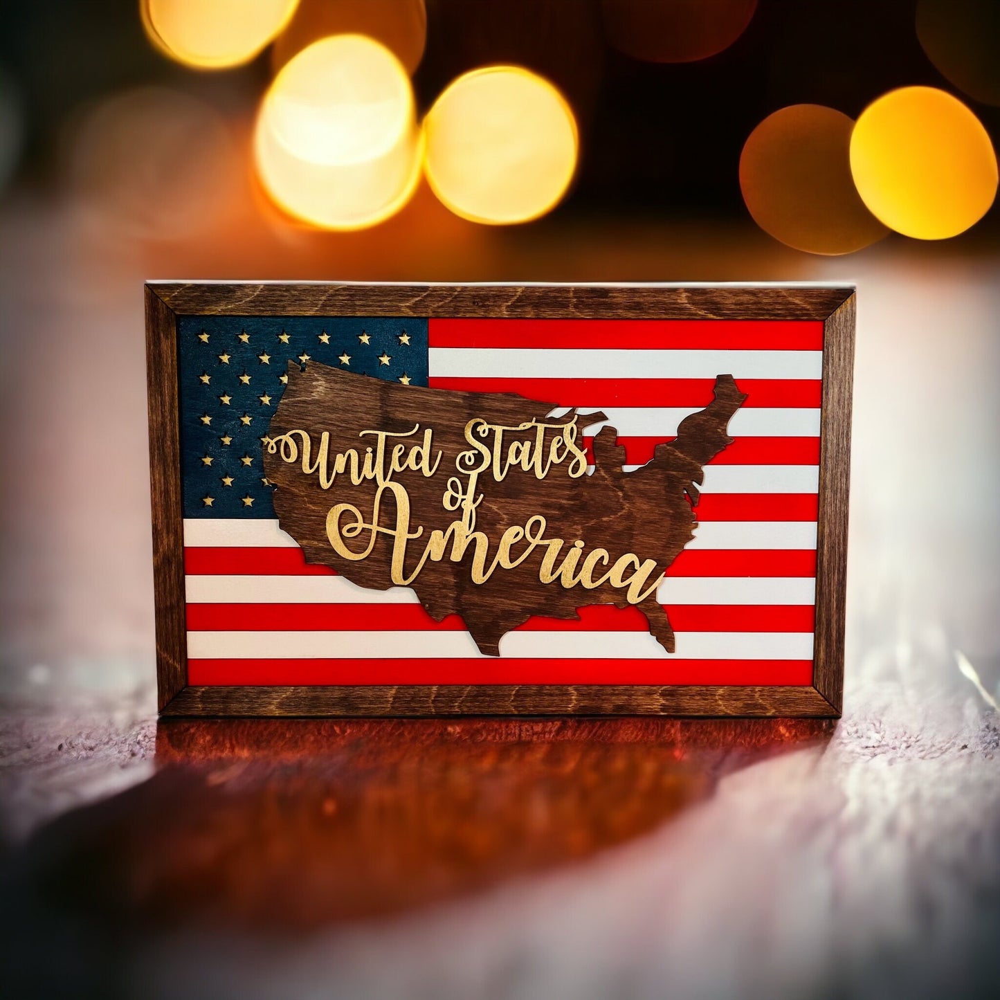 Birchwood Laser Cut and Hand-Painted American Flag Sign