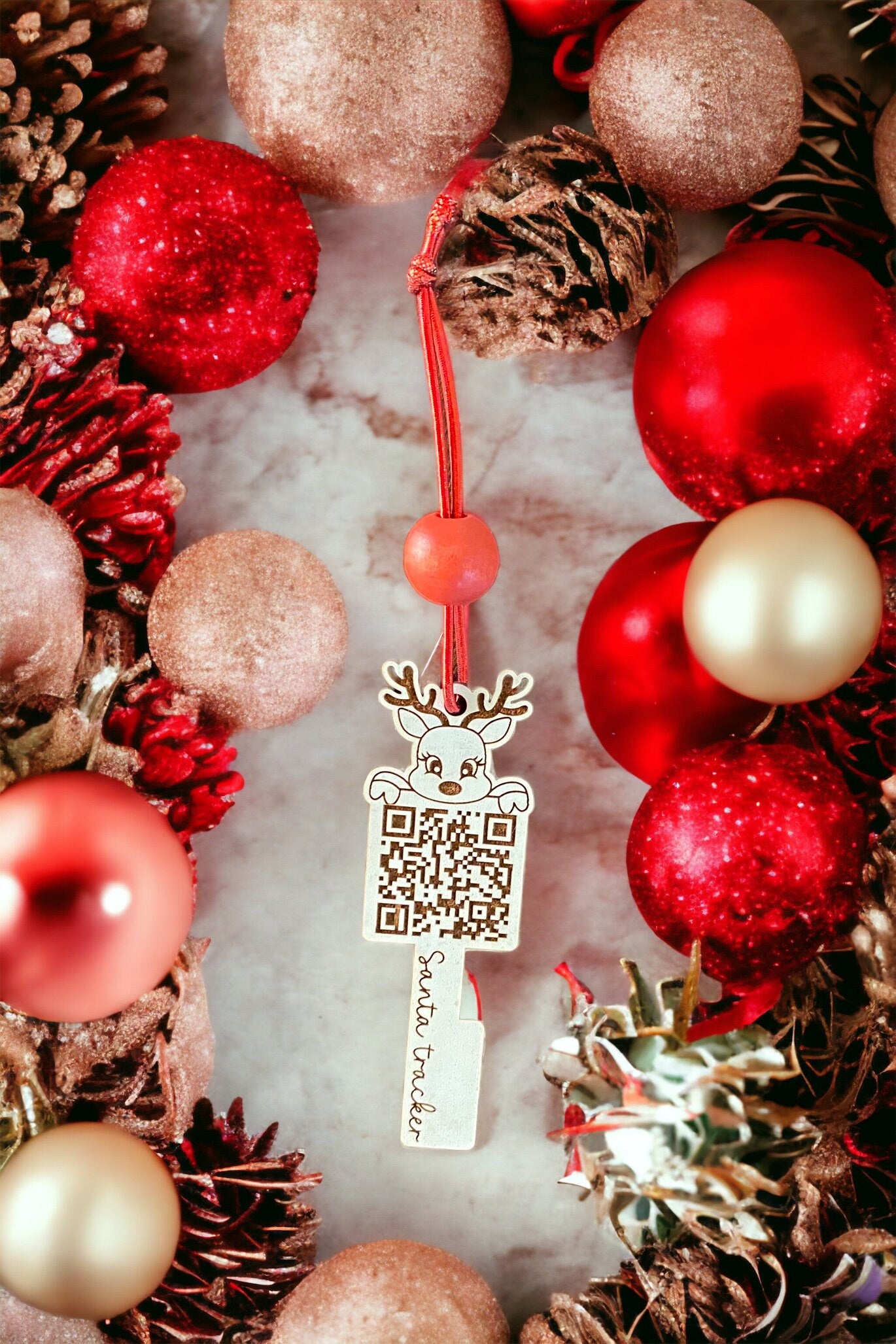 Santa Tracker Laser-Cut and Engraved Key Christmas Ornament