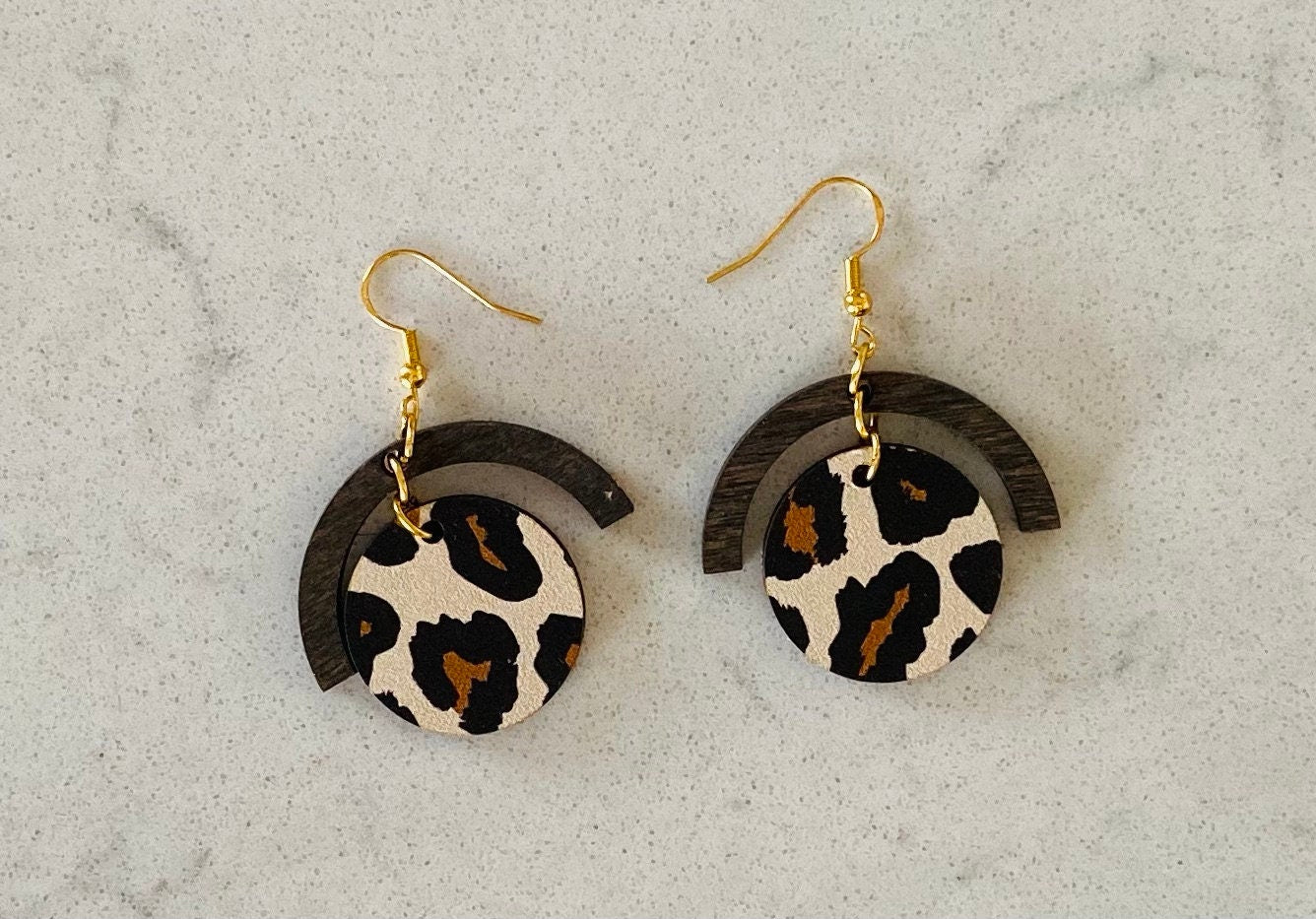Leopard Print Laser-Cut Dangle Earrings