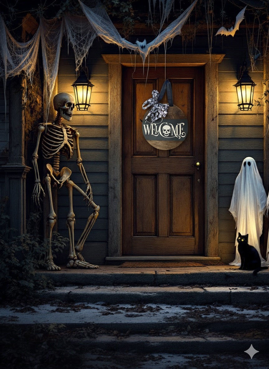 Halloween Skull Welcome Sign