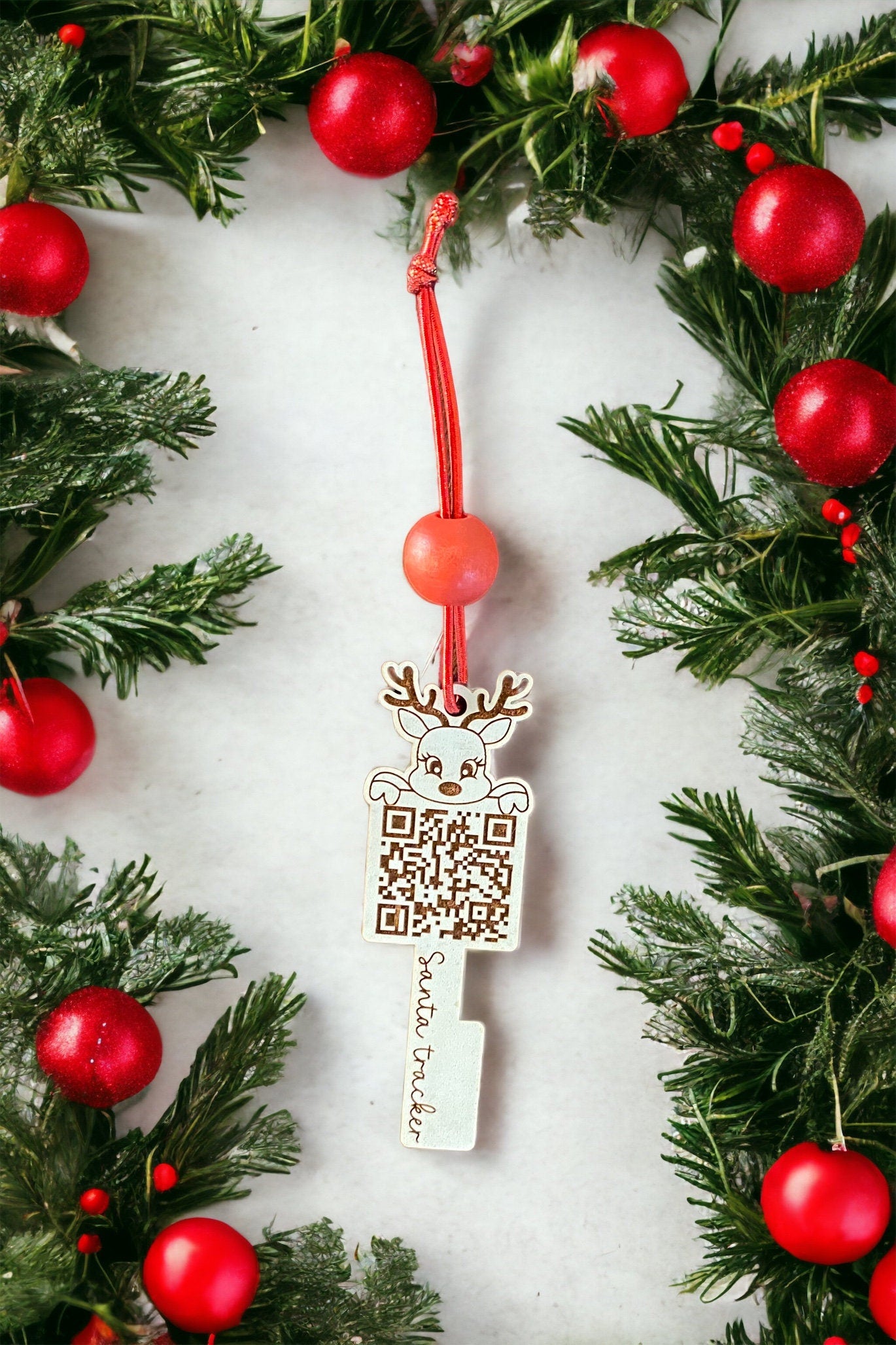 Santa Tracker Laser-Cut and Engraved Key Christmas Ornament