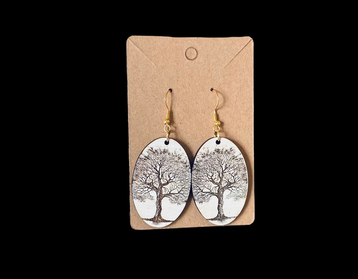 Laser Cut Birchwood Tree Earrings