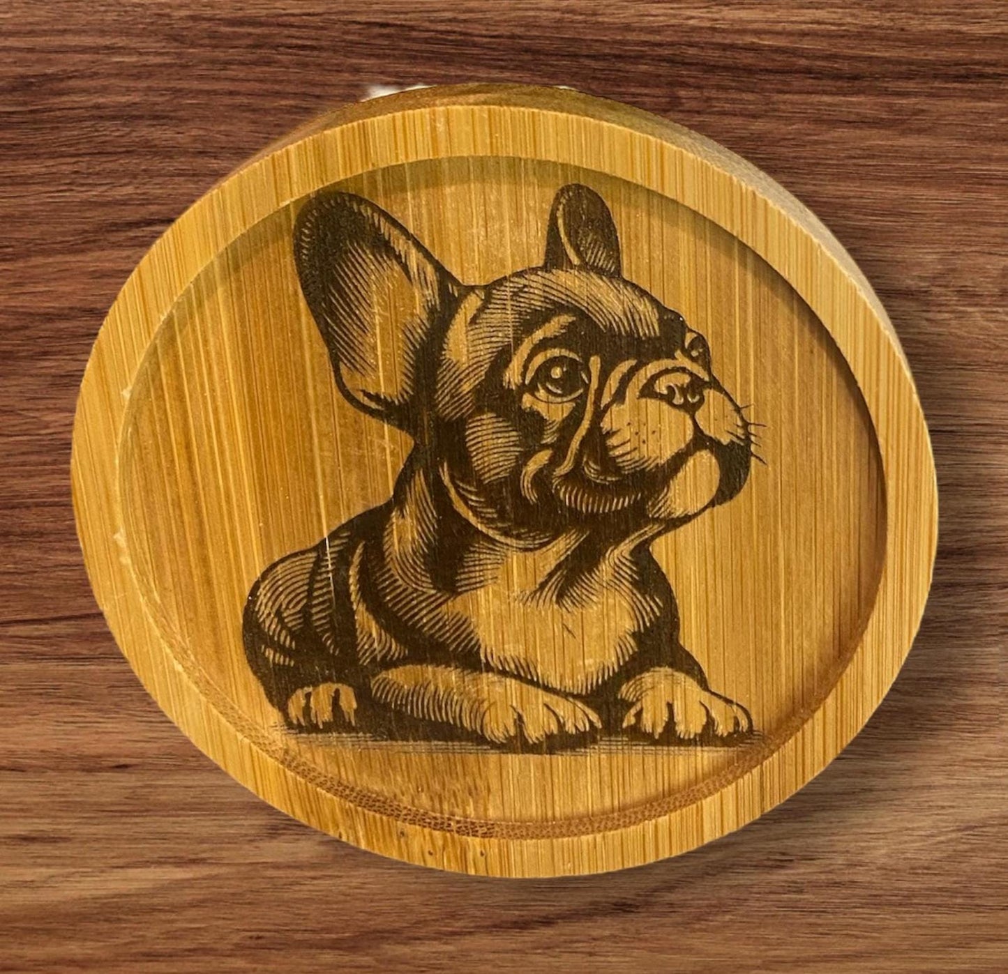 Bamboo Engraved Frenchie Coasters