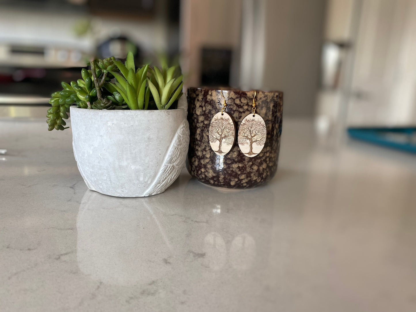 Laser Cut Birchwood Tree Earrings