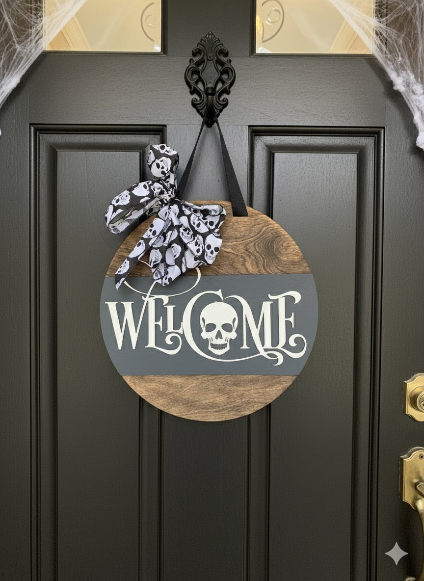 Halloween Skull Welcome Sign