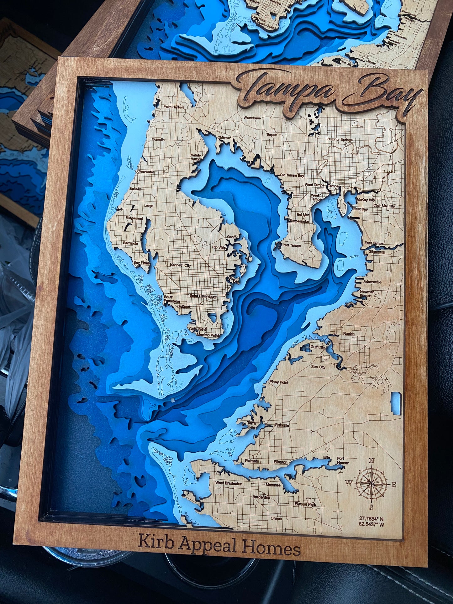 Tampa Bay Laser-Cut Birch Wood Map