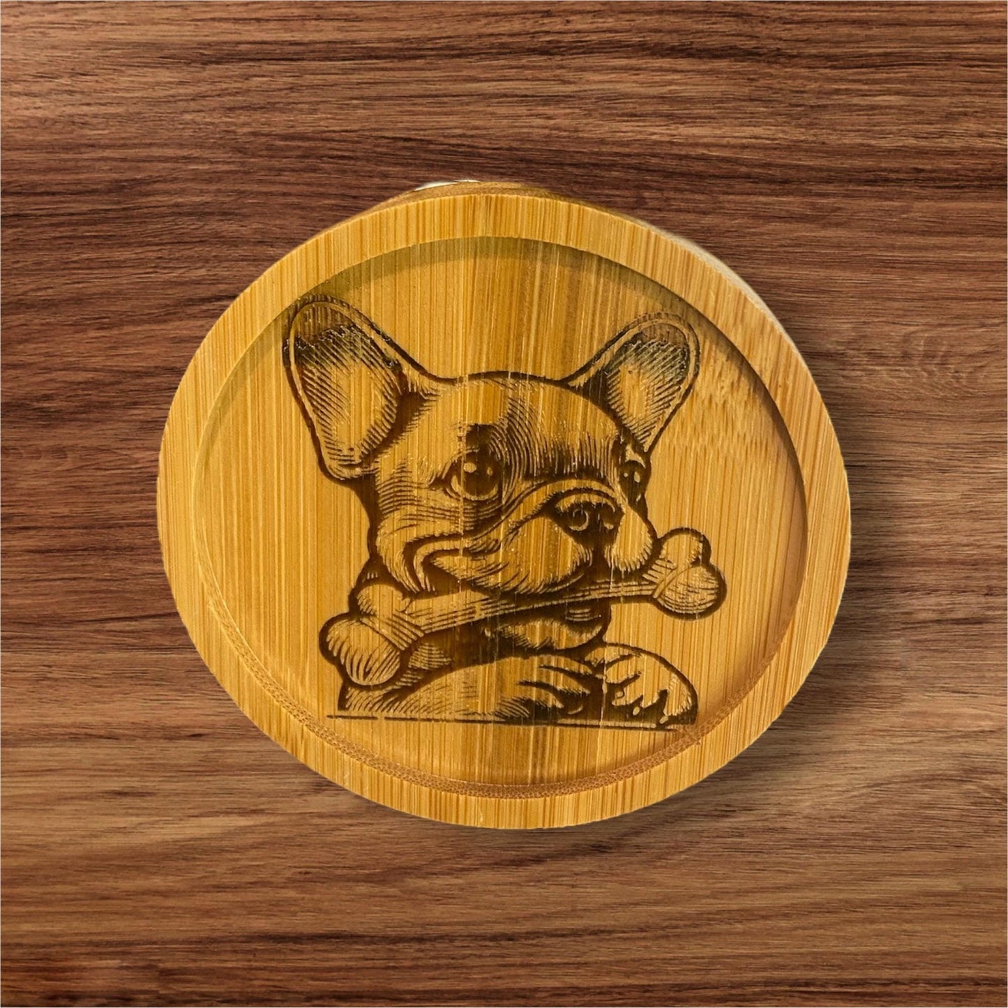 Bamboo Engraved Frenchie Coasters
