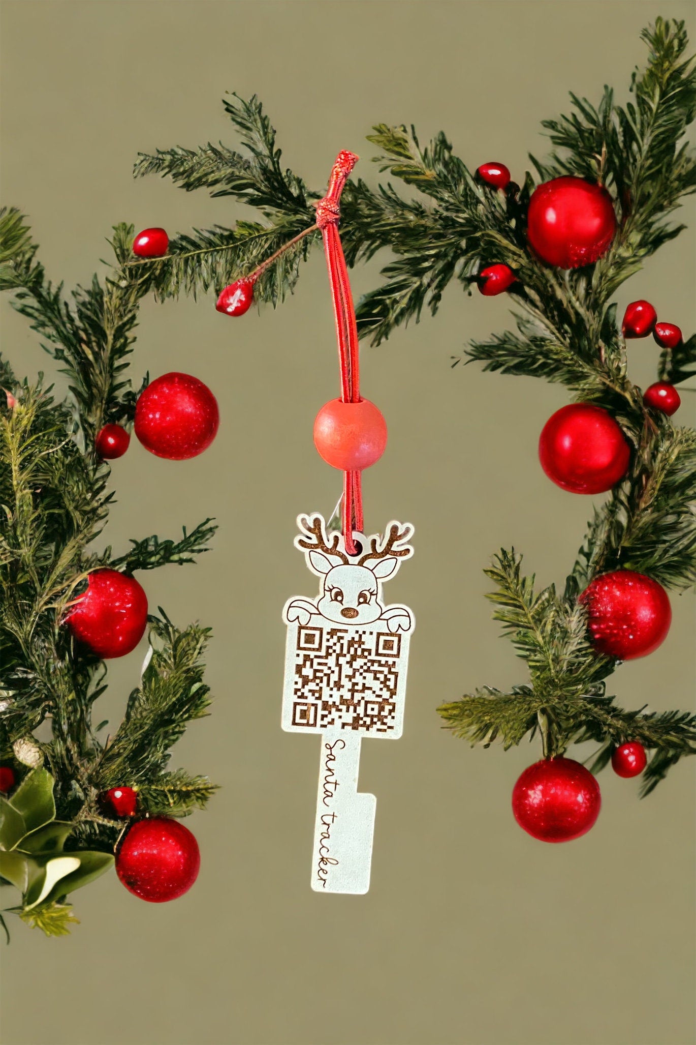 Santa Tracker Laser-Cut and Engraved Key Christmas Ornament