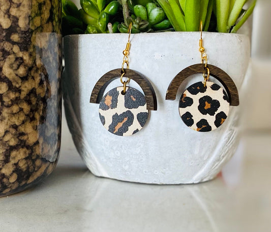 Leopard Print Laser-Cut Dangle Earrings
